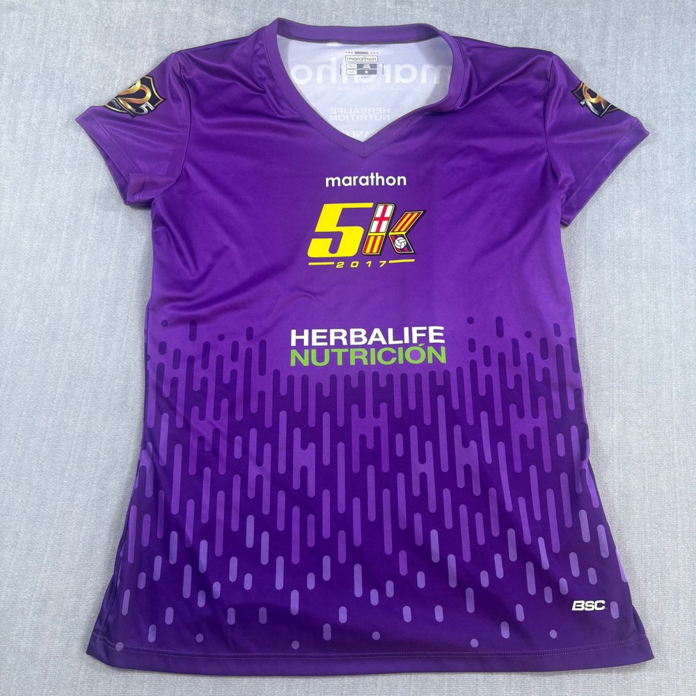 Marathon Jersey Women XL Purple Barcelona SC 5K 2017 Soccer Athletic VNeck Shirt
